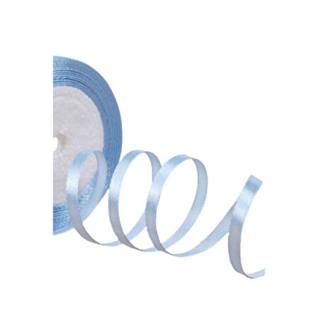 Saten Kurdele 6 mm Bebe Mavisi 2 Metre