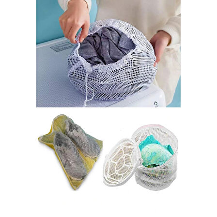 3lü Yıkama File Seti - Ayakkabı Filesi-Plastik Aparatlı Sütyen Yıkama- Çamaşır Yıkama Filesi (599599)