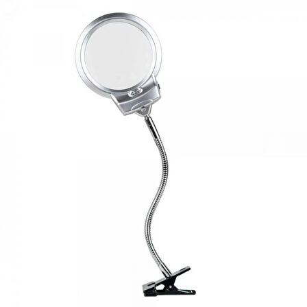 -2.5x130 Mm 5x24 Mm Led Aydınlatmalı Büyüteç,masa Üstü Metal Hortum Mandallı-mg15124-c