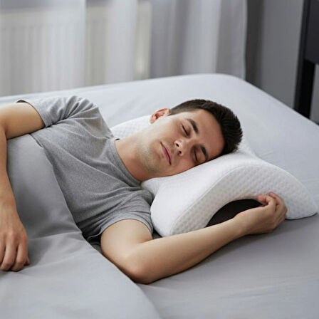 % 100 Visco Kavisli Ortopedik Yıkanabilir Kumaş Kılıflı Bel Boyun Bacak Ağrıları İçin Yastık