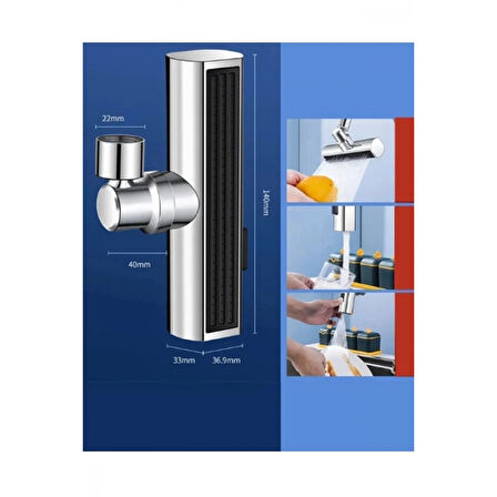 Krom Tasarruflu Şelale Musluk Başlığı 4 Modlu, Ayarlanabilir, Su Tasarrufu Sağlayan Pratik Başlık