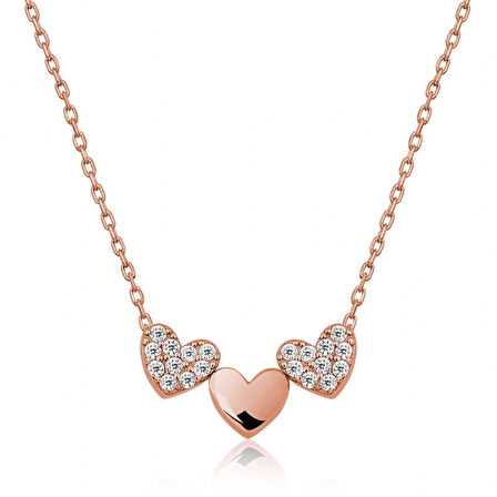 925 Ayar Gümüş Üç Kalp Kadın Gümüş Kolye T4668 (599599)