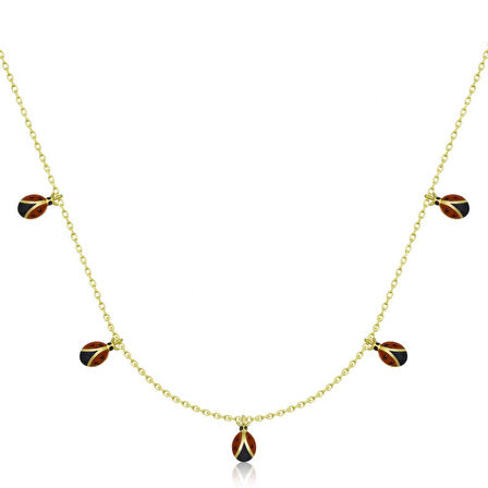 925 Ayar Gümüş Uğur Böceği Şans Kadın Gümüş Kolye T6567 (599599)