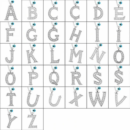 925 Ayar Gümüş Nazar Rodyum G Harfi Kadın Gümüş Kolye T6811 (599599)