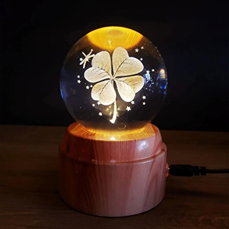 Usb&039li Yonca Tasarımlı Dönen Cam Küre