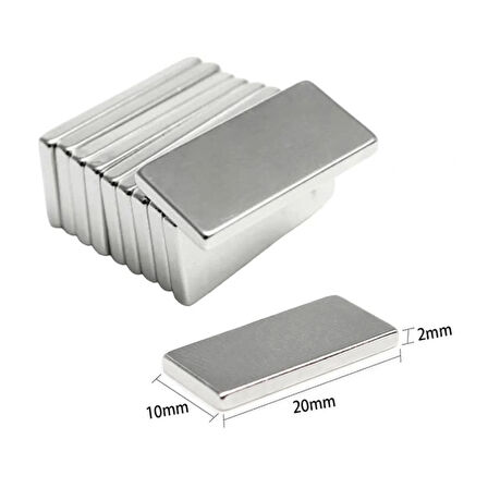 10 Adet 20x10x2 Mm Neodyum Mıknatıs Köşeli Magnet N35 Nikel Kaplama Güçlü Kaliteli Dayanıklı