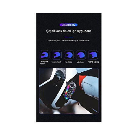 Y20 Motor Kurye Kask Kulaklık Rgb Modlu Bluetooth Motosiklet Kulaklık 5.3 Bluetooth Interkom
