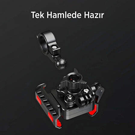 Gidon Bağlantılı 360° Derece Ayarlanabilir 3.5”-7.2” Uyumlu Motosiklet Bisiklet Telefon Tutucu