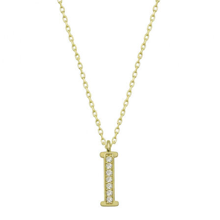 925 Ayar Gümüş Gold I Harfi Kadın Gümüş Kolye T6615 (599599)