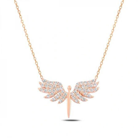 925 Ayar Gümüş Rose Mikail Meleği Kadın Gümüş Kolye T5752 (599599)