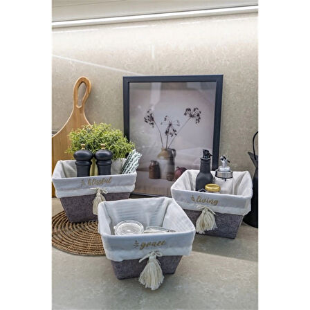 Çok Amaçlı Saklama Organizer Kutu Kare Keçe  Sepet (maxi) - 03426