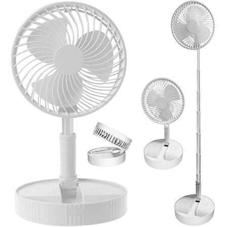 Teleskopik Fan Vantilatör 4 Modlu Şarjlı Katlanabilir Yükseltilebilir Taşınabilir Serinletici Portatif Masa Vantilatörü