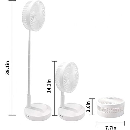 Teleskopik Fan Vantilatör 4 Modlu Şarjlı Katlanabilir Yükseltilebilir Taşınabilir Serinletici Portatif Masa Vantilatörü