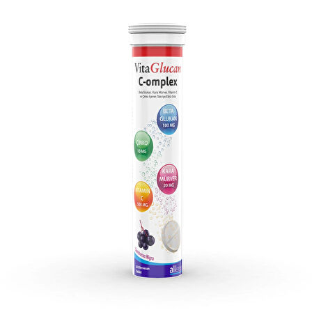 VitaGlucan C-omplex Efervesan Tablet | Beta Glukan, Kara Mürver, Vitamin C, Çinko