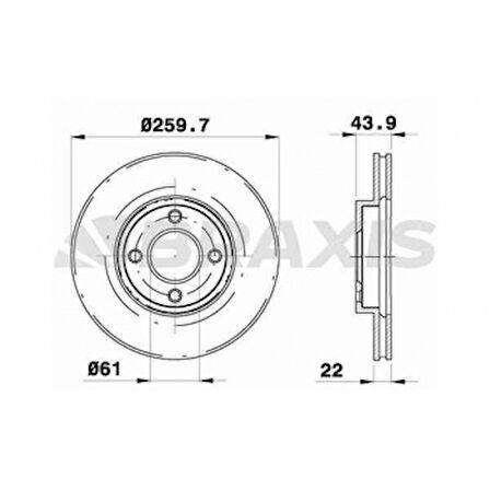 Nissan On Fren Diski (aynası) Havalı Nissan Micra K13 Kasa 2011 2015 Nissan Note 2013> 260×4 - Braxıs Ae0229
