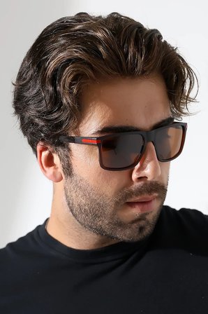 Erkek Polarize Kare Mat Kahverengi Güneş Gözlüğü 23059 C3 P M