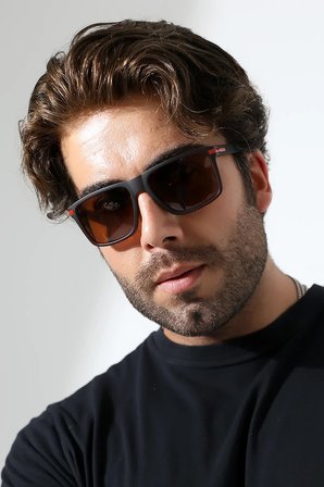 Erkek Polarize Kare Mat Kahverengi Güneş Gözlüğü 23059 C3 P M