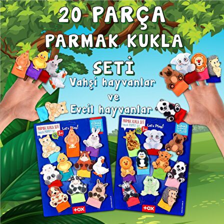 2 Set - 20 Parça Tox Vahşi Hayvanlar ve Evcil Hayvanlar Parmak Kukla T77-2 T78-2