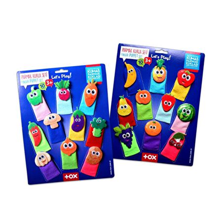 2 Set - 20 Parça Tox Meyveler ve Sebzeler Parmak Kukla T104 T105