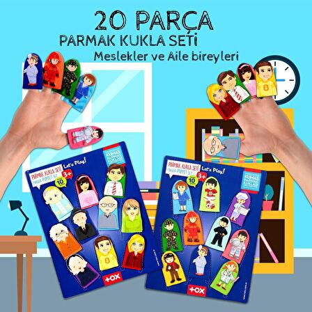 2 Set - 20 Parça Tox Meslekler ve Aile Üyeleri 20 Parça Parmak Kukla T75-1 T76-1