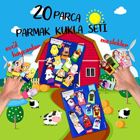 2 Set - 20 Parça Tox Evcil Hayvanlar ve Meslekler Parmak Kukla T77-1 T76-2