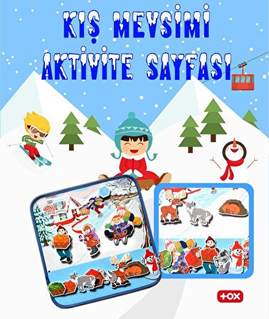 4 Set - 50 Parça Tox Dört Mevsim Keçe Cırtlı Aktivite Sayfası - Çocuk Etkinlik , Eğitici Oyuncak