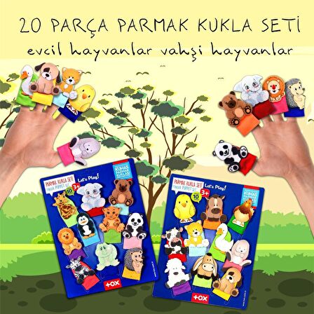 2 Set - 20 Parça Tox Evcil Hayvanlar ve Vahşi Hayvanlar Parmak Kukla T77-1 T78-2