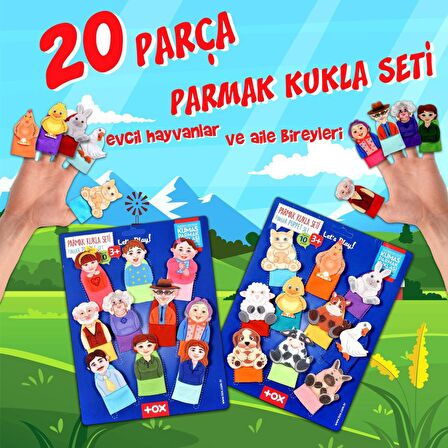 2 Set - 20 Parça Tox Evcil Hayvanlar ve Aile Bireyleri Parmak Kukla T77-2 T75-2