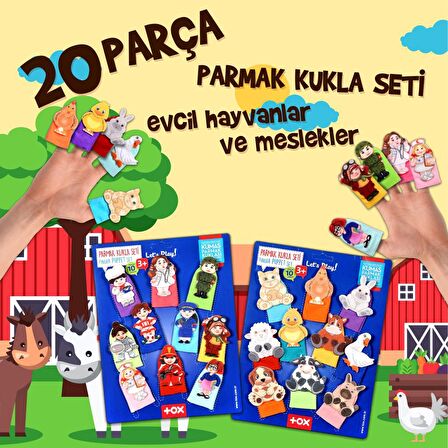 2 Set - 20 Parça Tox Evcil Hayvanlar ve Meslekler Parmak Kukla T77-2 T76-2