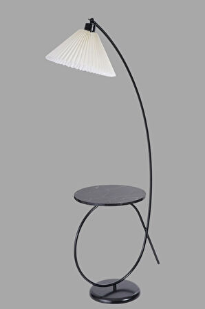 KAYA SEHBALI SİYAH LAMBADER PİLELİ KREM ABAJURLU