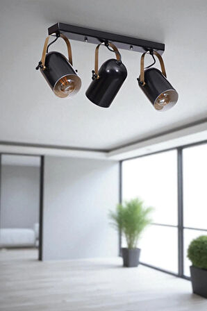 LONDON 3 LÜ SIRALI SİYAH PLAFONYER AVİZE