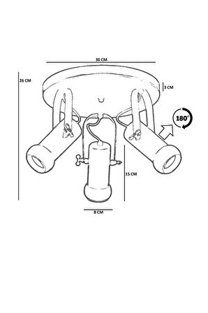 PASCAL 3 LÜ TEPSİLİ NATUREL PLAFONYER AVİZE