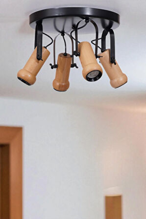 PASCAL 4 LÜ TEPSİLİ NATUREL PLAFONYER AVİZE