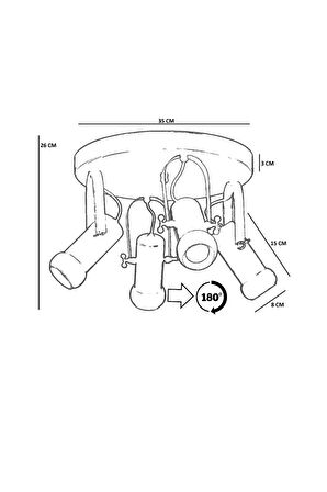 PASCAL 4 LÜ TEPSİLİ NATUREL PLAFONYER AVİZE