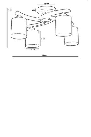 WESTON 4 LÜ CEVİZ PETEK ABAJURLU PLOFONYER AVİZE