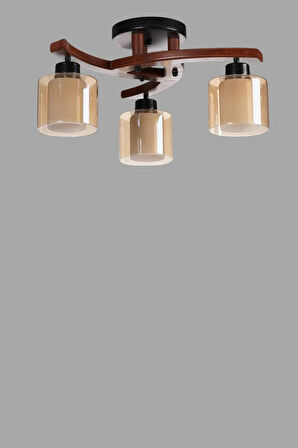 WESTON 3 LÜ CEVİZ ÇİFT CAMLI PLOFONYER AVİZE