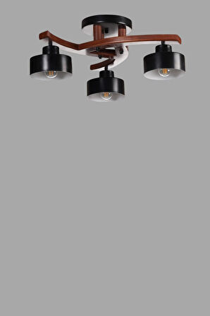 WESTON 3 LÜ CEVİZ METAL BAŞLIKLI PLOFONYER AVİZE