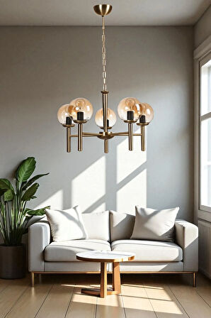 LUKE 5 Lİ ESKİTME BAL CAMLI AVİZE