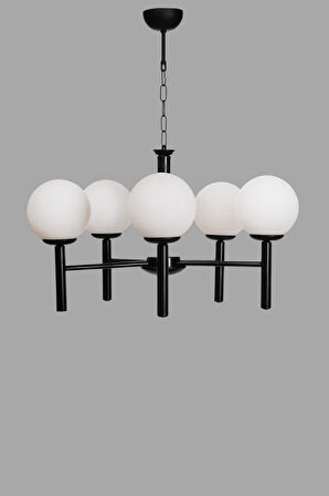 LUKE 5 Lİ SİYAH BEYAZ CAMLI AVİZE