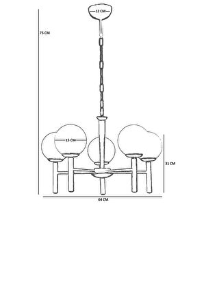 LUKE 5 Lİ SİYAH BEYAZ CAMLI AVİZE