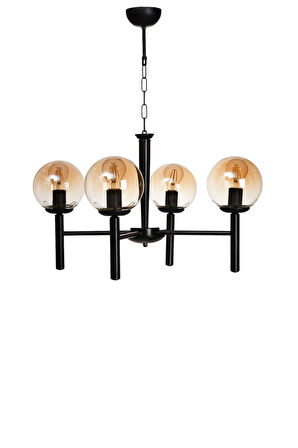 LUKE 4 LÜ SİYAH BAL CAMLI AVİZE