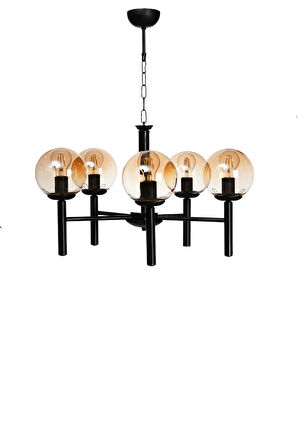 LUKE 5 Lİ SİYAH BAL CAMLI AVİZE