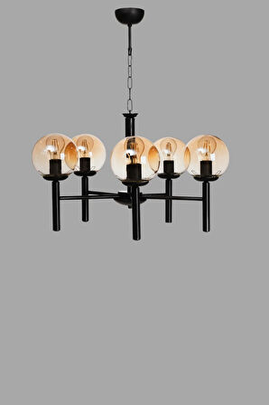 LUKE 5 Lİ SİYAH BAL CAMLI AVİZE