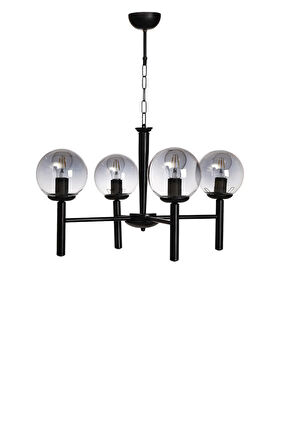 LUKE 4 LÜ SİYAH FÜME CAMLI AVİZE