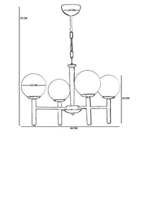 LUKE 4 LÜ SİYAH FÜME CAMLI AVİZE