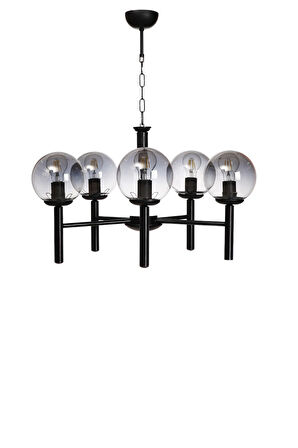 LUKE 5 Lİ SİYAH FÜME CAMLI AVİZE