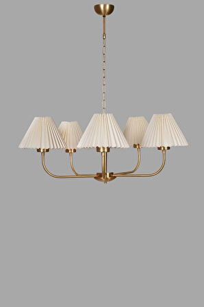 APOLLO 5 Lİ ESKİTME PİLELİ KREM ABAJURLU AVİZE