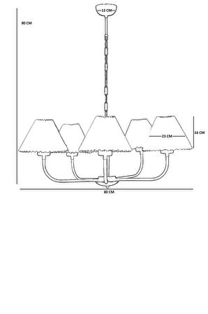 APOLLO 5 Lİ ESKİTME PİLELİ KREM ABAJURLU AVİZE