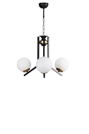 YENİ RUBY 3 LÜ SİYAH BEYAZ CAMLI AVİZE