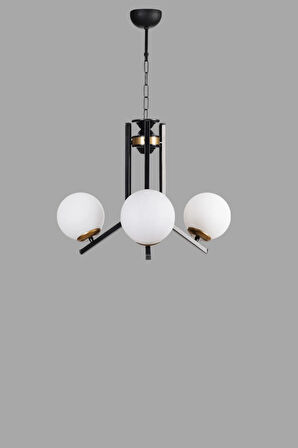 YENİ RUBY 3 LÜ SİYAH BEYAZ CAMLI AVİZE